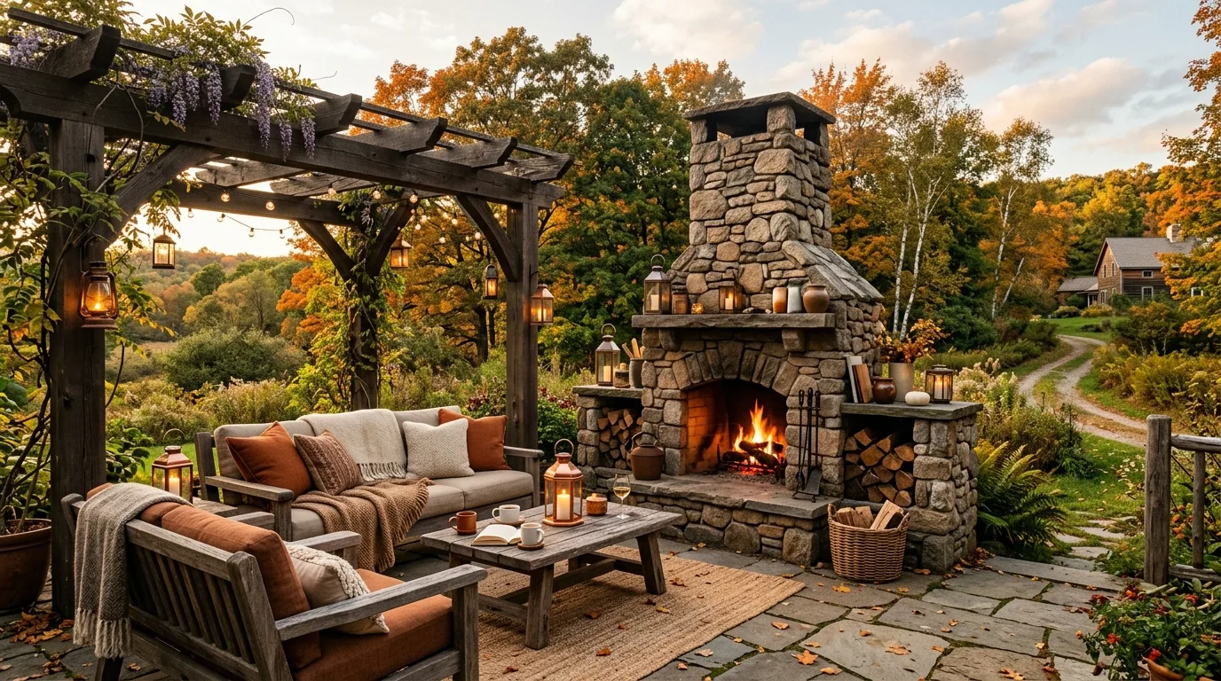 Covered Seating Area With Planters